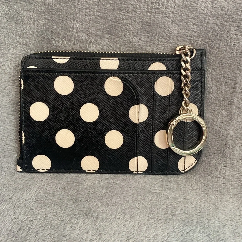 ♠️KATE SPADE ♠️Black Multi Picture Dot Medium L-Zip Cardholder/NWOT
